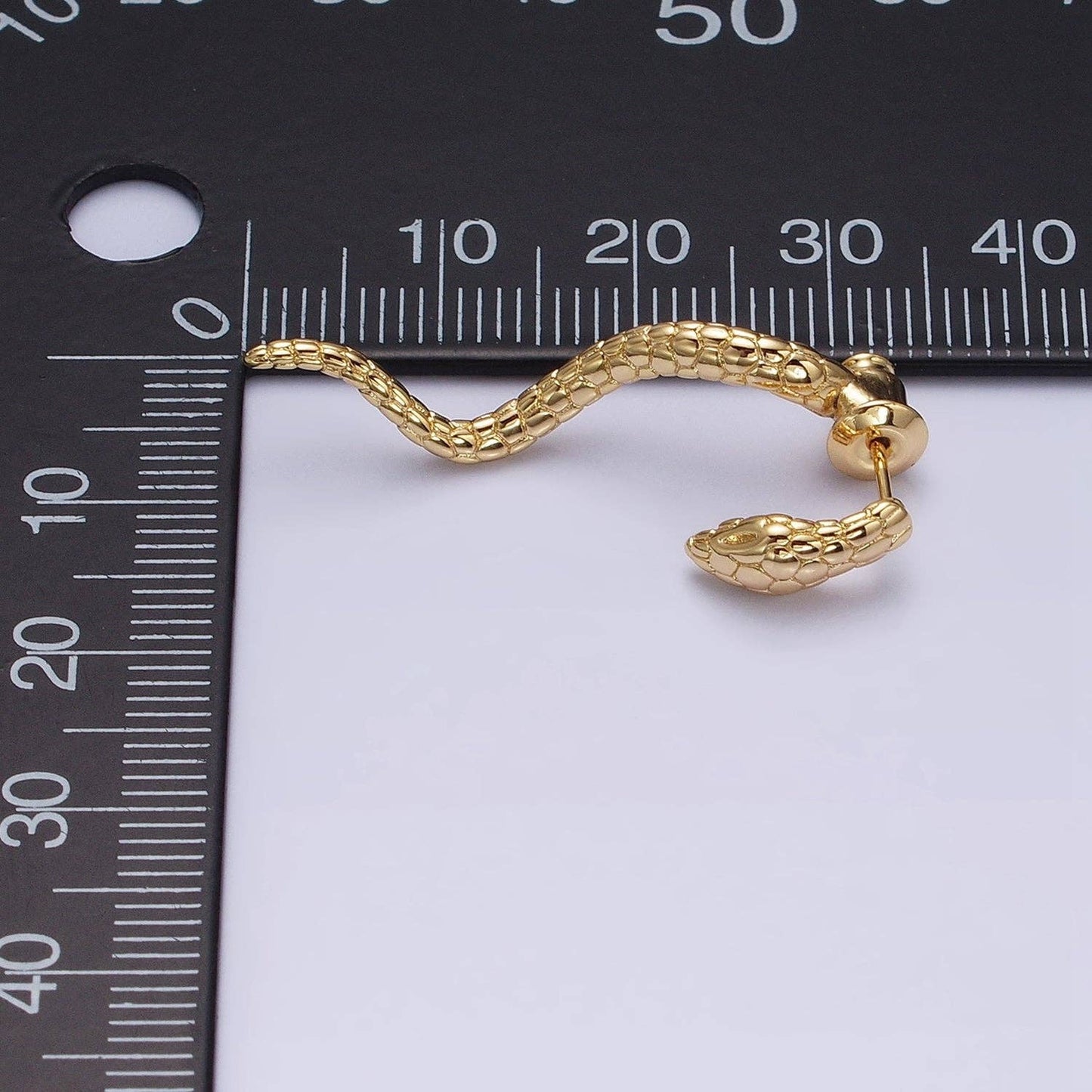 White Gold Serpent Drop Stud Earrings