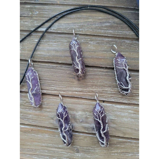 Natural Amethyst Wire Wrapped Pendant