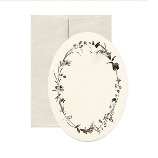 Dark Florals Oval Card