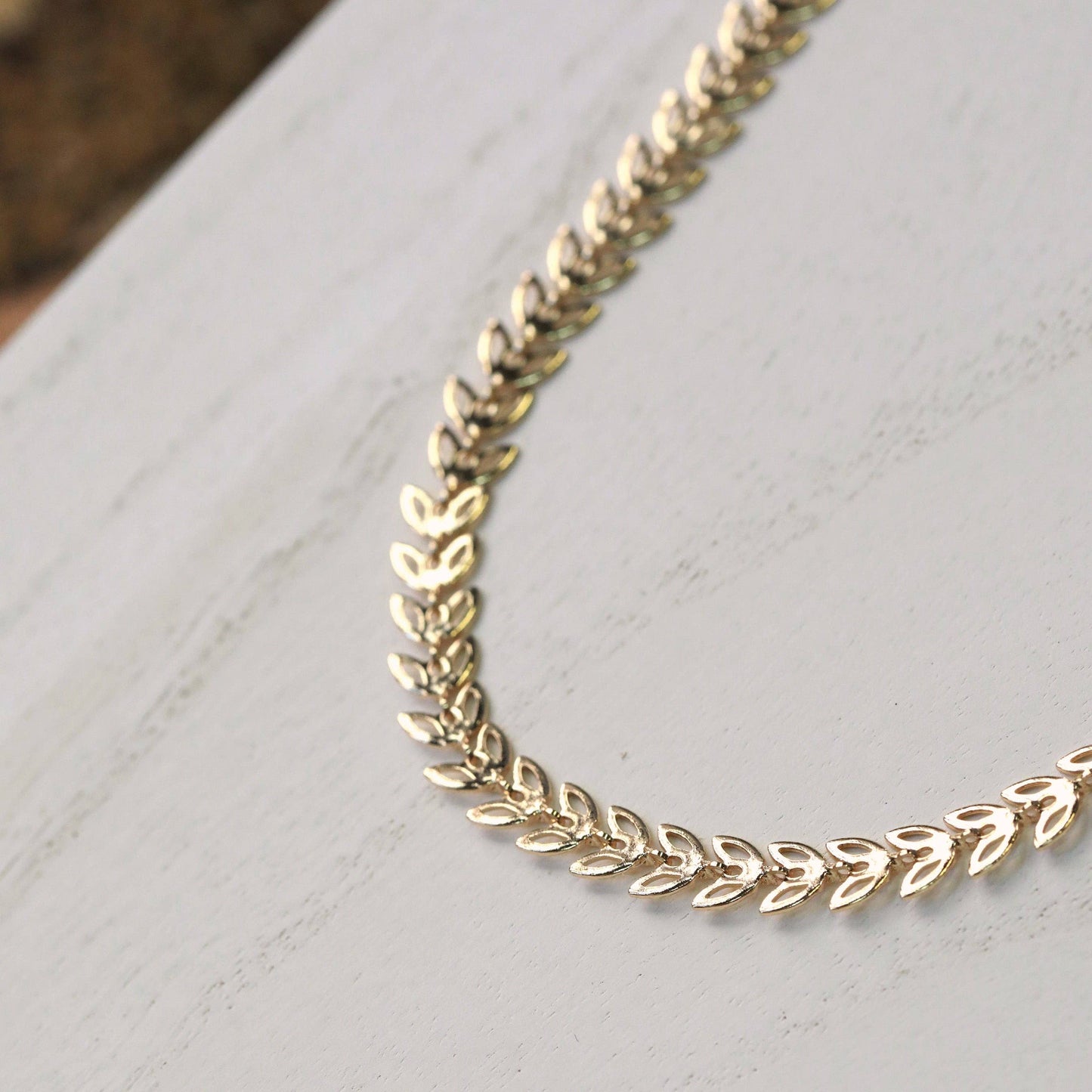 Chevron Leaf Gold Filled Choker
