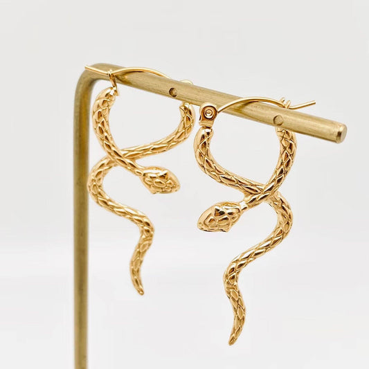 Snake Gold Plated Hoop Earrings
