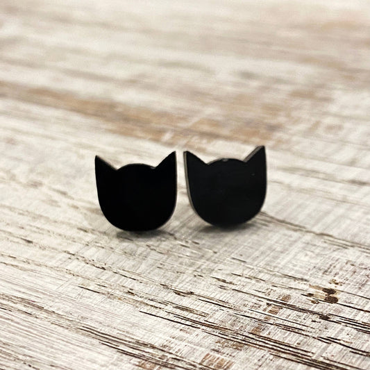 Black Cat Familiar Acrylic Stud Earrings