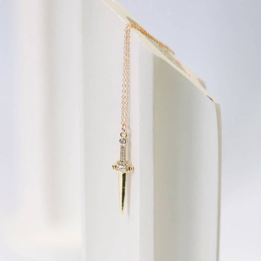 Gold Filled Dagger Charm Necklace