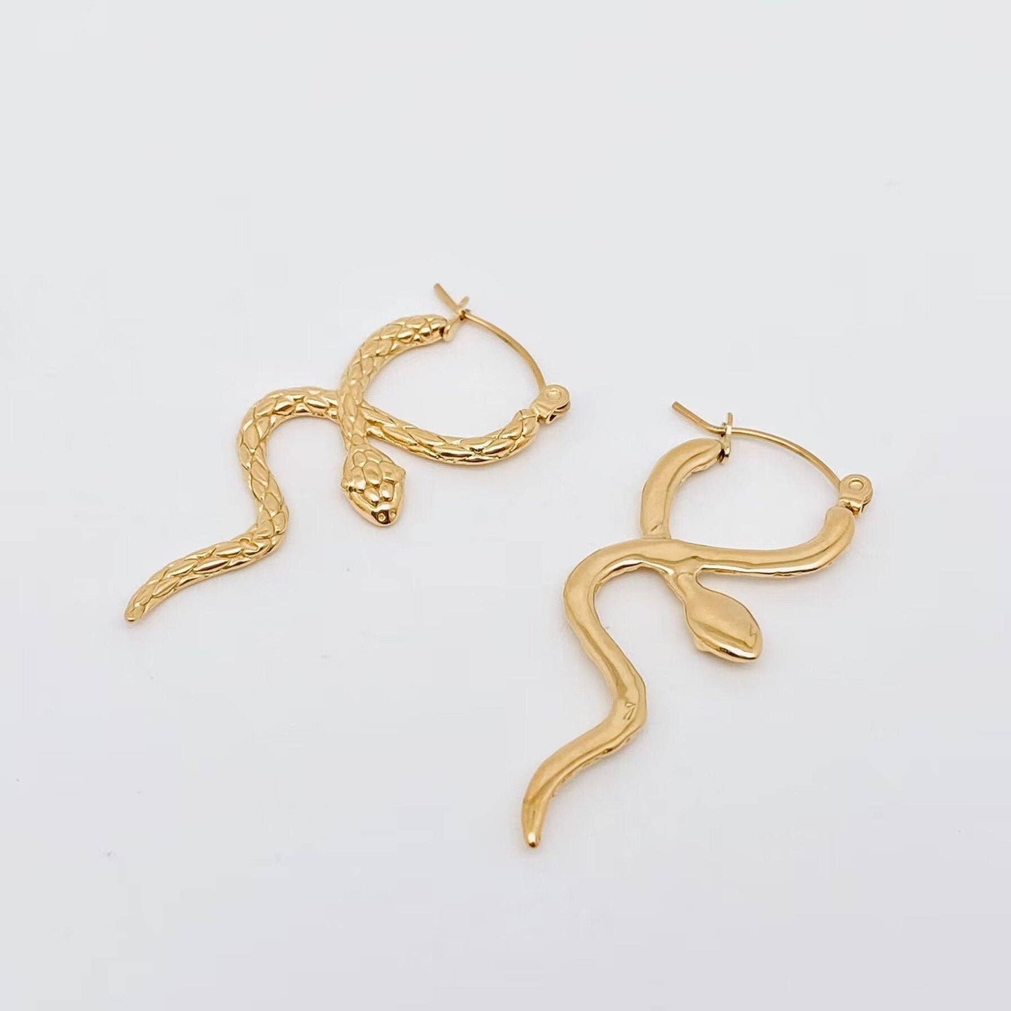 Snake Gold Plated Hoop Earrings