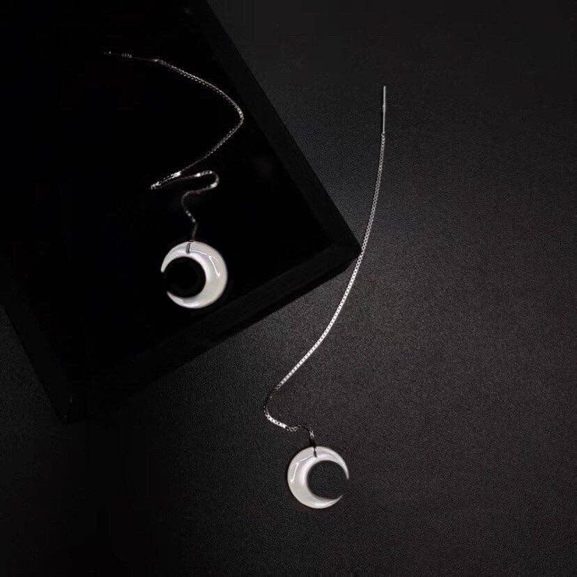 Natural Mother of Pearl Moon Shell Earrings 11cm