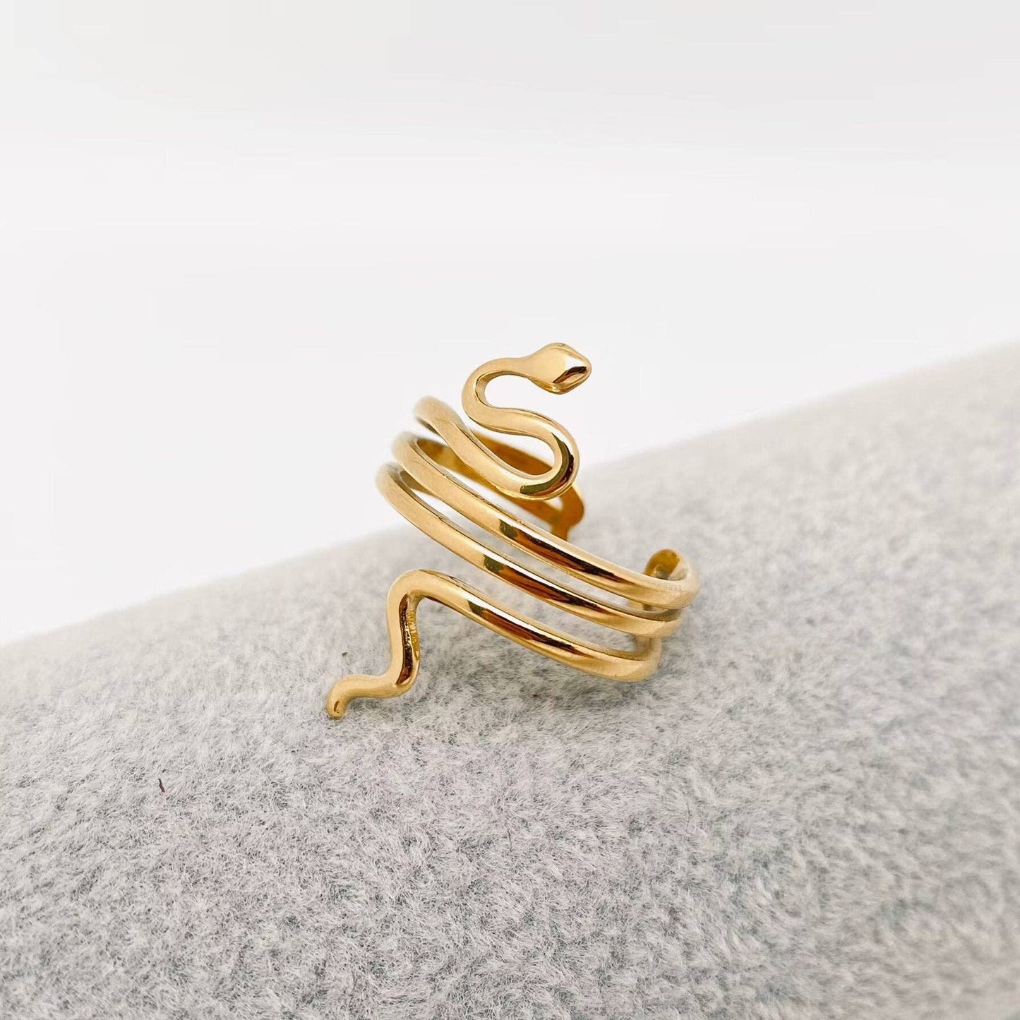 Adjustable 18k Gold Snake Ring