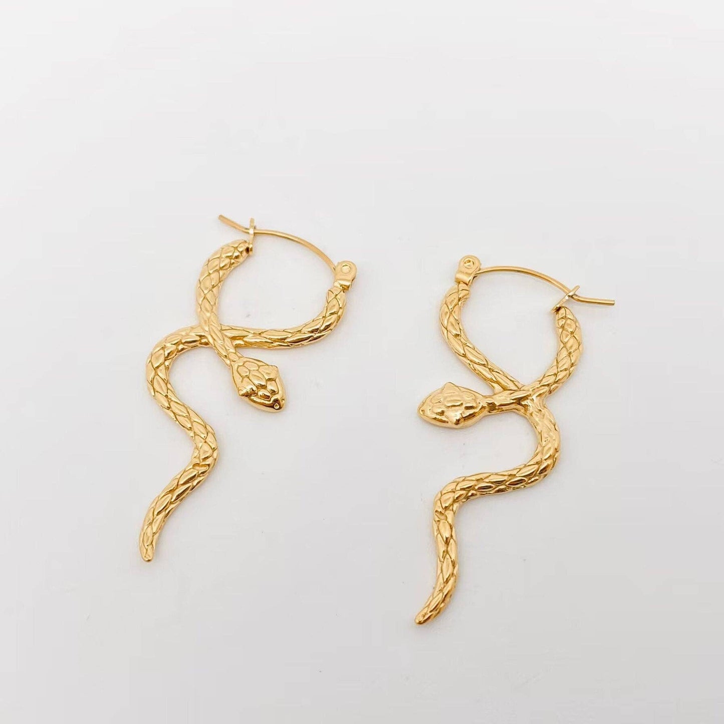 Snake Gold Plated Hoop Earrings