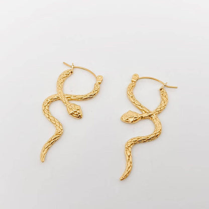 Snake Gold Plated Hoop Earrings