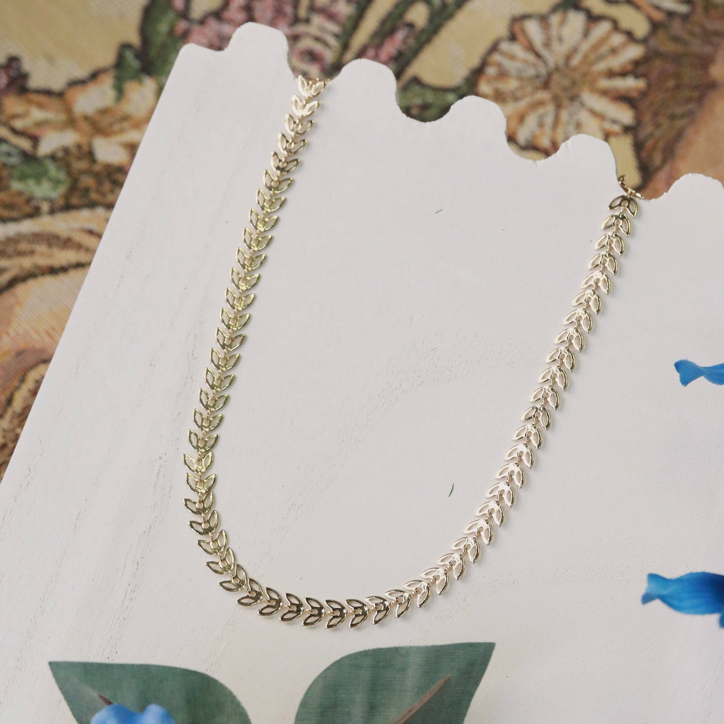 Chevron Leaf Gold Filled Choker