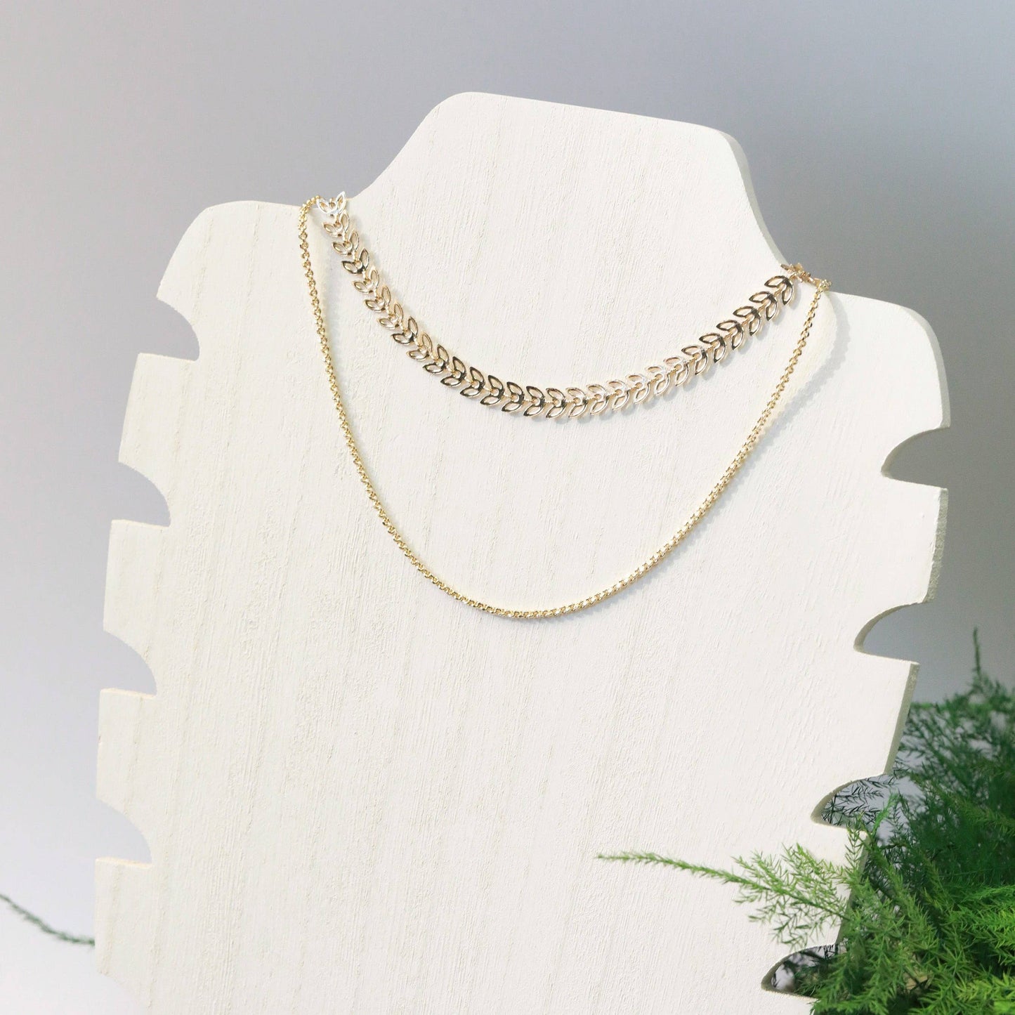 Chevron Leaf Gold Filled Choker