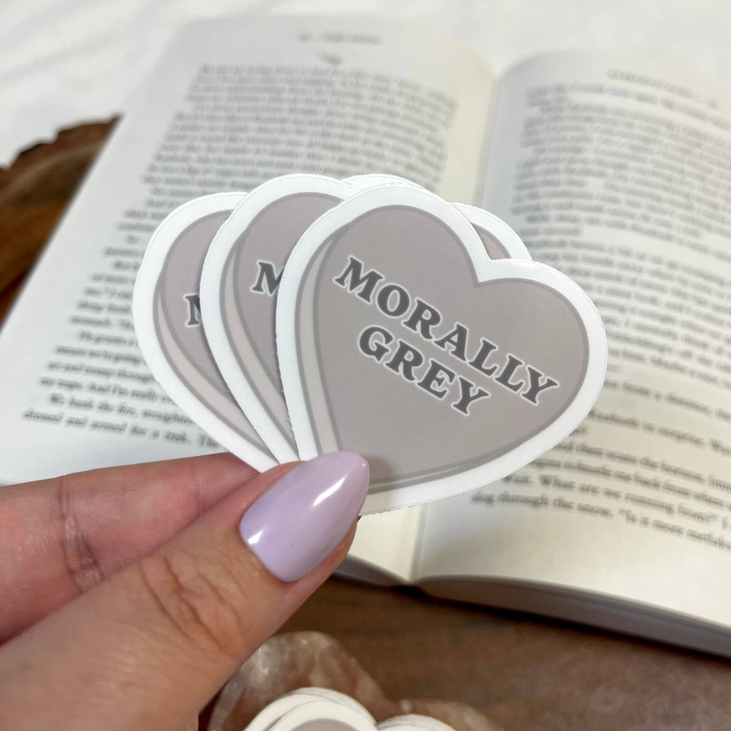 Morally Grey Candy Heart Bookish Sticker