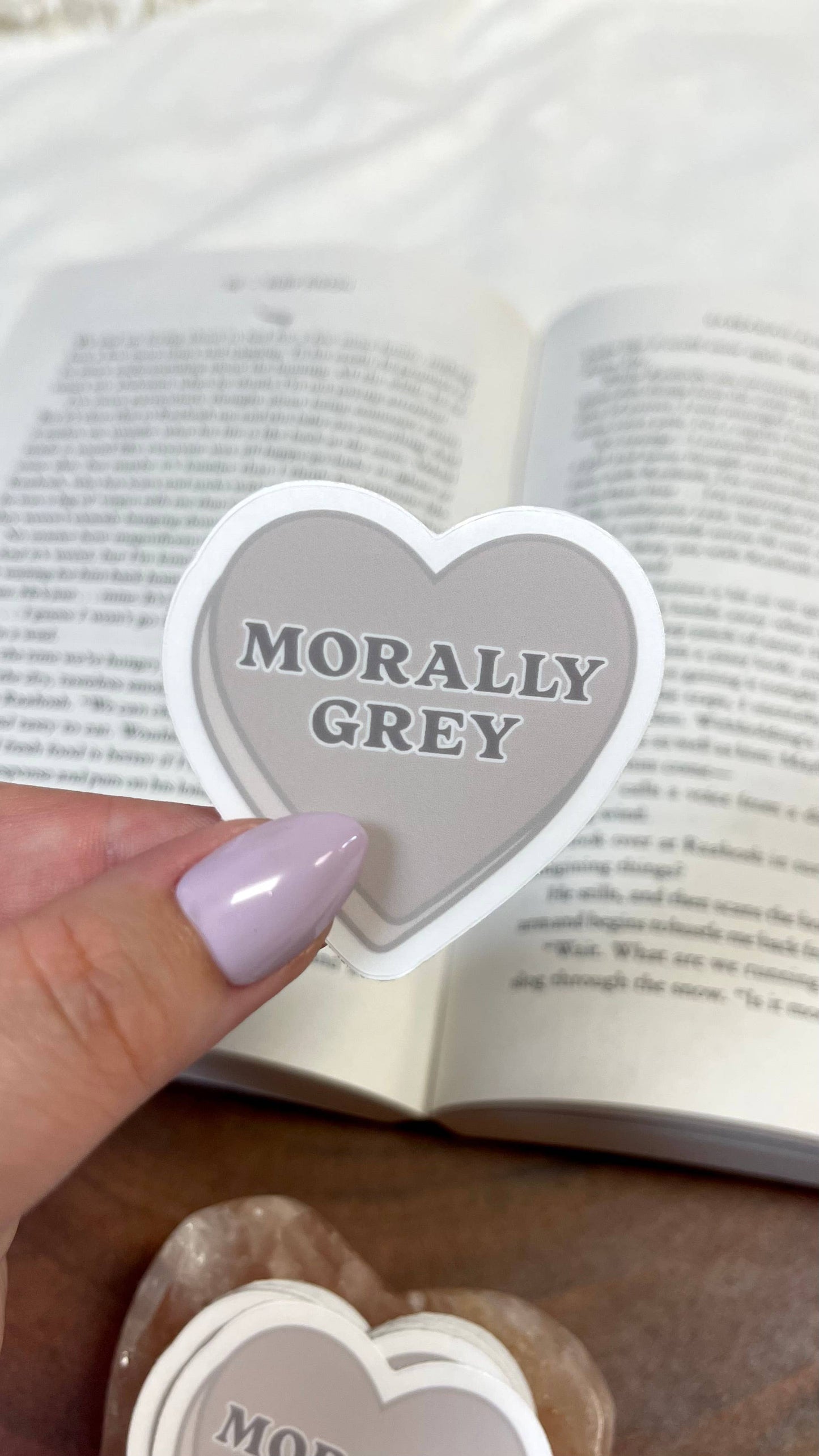 Morally Grey Candy Heart Bookish Sticker