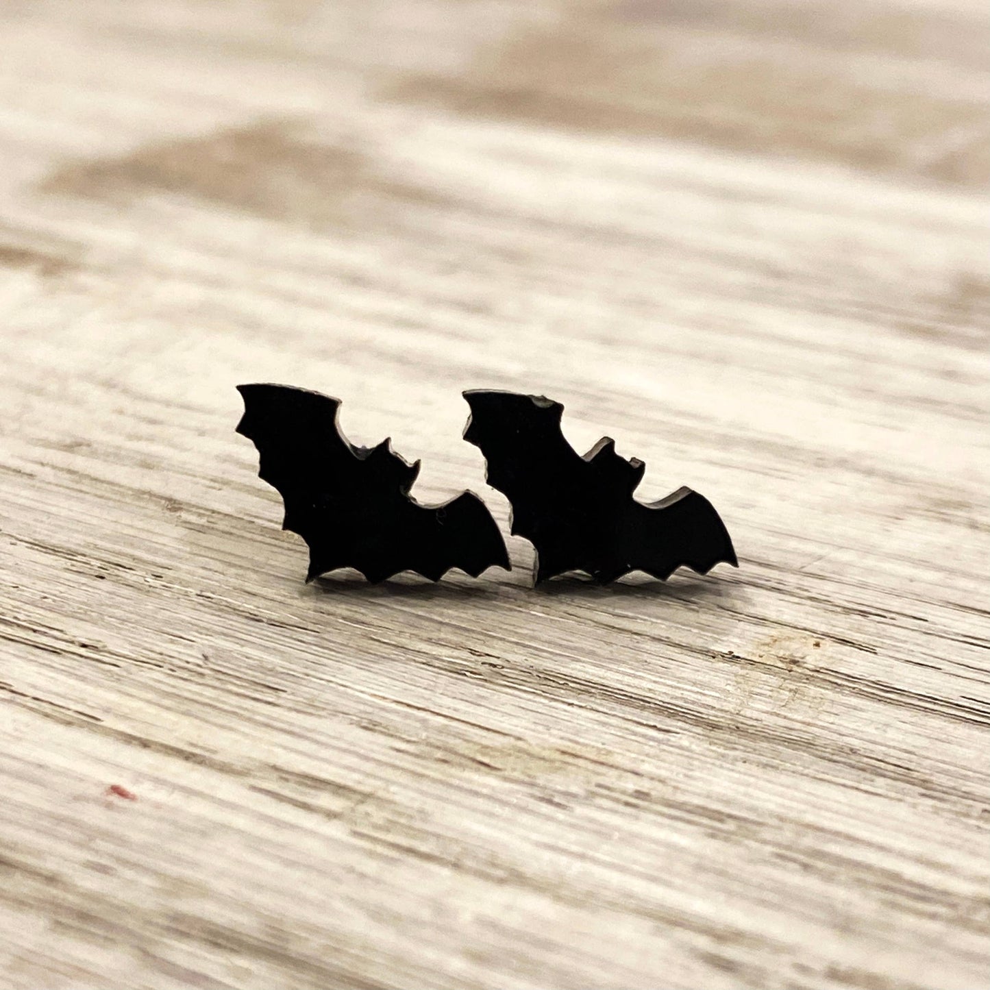 Black Bat Acrylic Stud Earrings