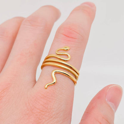 Adjustable 18k Gold Snake Ring